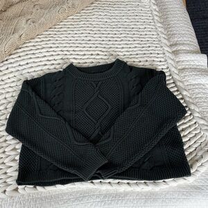 Quince Organic Cotton Cropped Cable Knot Sweater - Women’s L